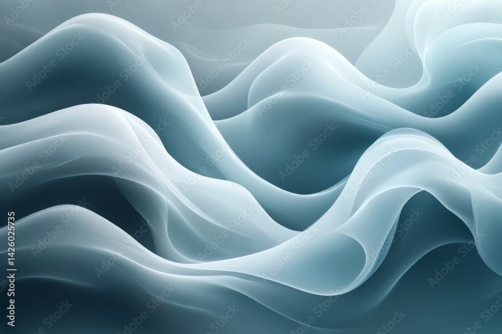 Aufkleber abstract depiction of flowing waves in soft shades of blue and gray creating a serene and peaceful v