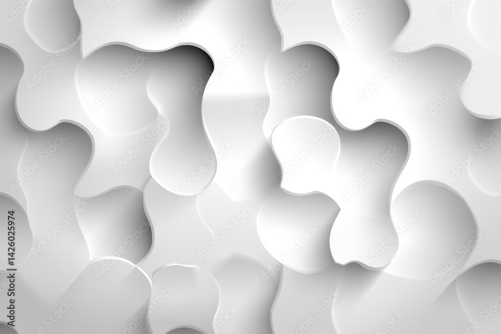 Aufkleber abstract white design with curved shapes and shadows highlighting textures in a modern aesthetic