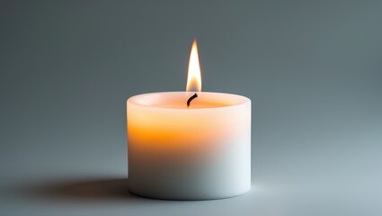 White simple candle flame burns steadily