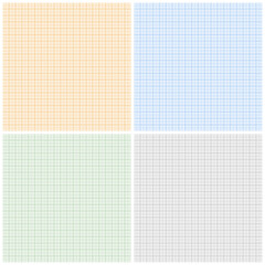 Graph paper sheets with grid. Millimeter paper texture, geometric pattern. Colorful lined blank for drawing, studying, technical engineering or scale measurement. Vector illustration