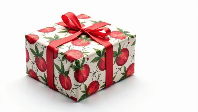 Beautifully tied parcel, isolated white backdrop , gift, holiday