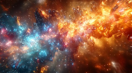 Obraz premium Glowing crystal shards digital art wallpapers