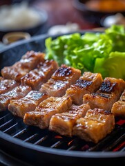 Grilled Pork Barbecue: Succulent Asian Cuisine with Fresh Ingredients and Spices for the Perfect Gourmet Dining Experience