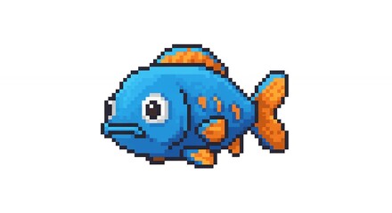 Naklejka premium Pixelated blue fish graphic design