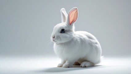 Obraz premium Isolated white bunny on plain background