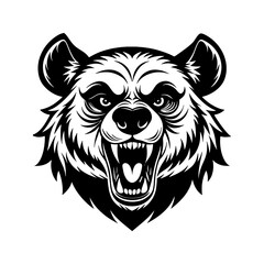 Angry head mascot vector illustration with sharp teeth, silhouette style
