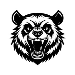 Fototapeta premium Angry head mascot vector illustration with sharp teeth, silhouette style
