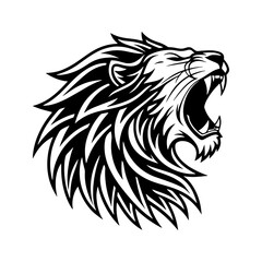 Lion head mascot vector illustration with tribal and wild animal style