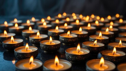 Lighting candles on a dark surface