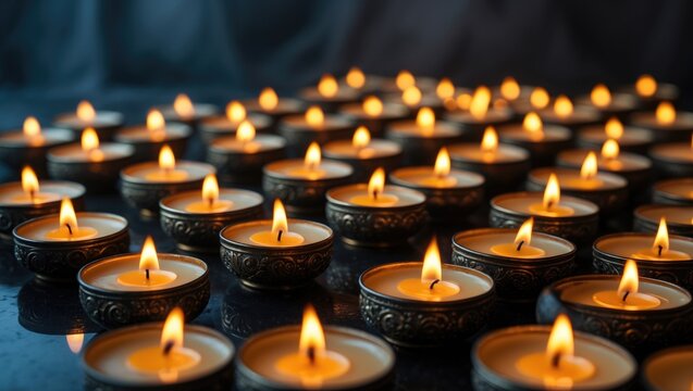 Lighting candles on a dark surface