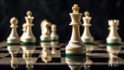 Black and white chess game with shadow effects on a dark background