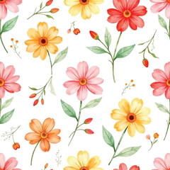 seamless pattern with pink flower, watercolor cute floral pattern, unique floral background