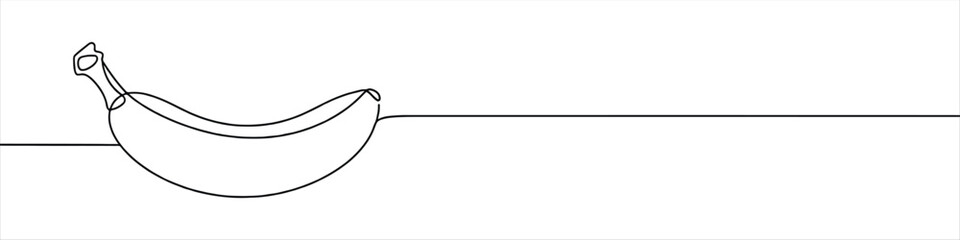 Banana continuous one line drawing. Fruit symbol. Vector illustration.