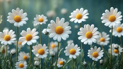 Fototapeta premium daisies on solid background 