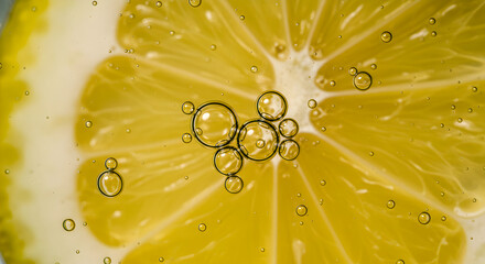 Vibrant Citrus Close Up With Sparkling Bubbles For Refreshing Summer Mood