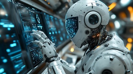 Fototapeta premium Hightech android operating data panel images