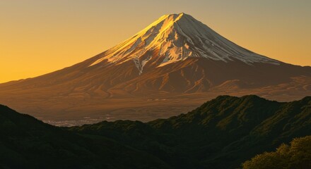 Fototapeta premium Snowy Mountain at Sunset