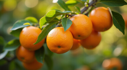 Fresh Oranges hanging on tree in garden in Natural Background, Orange tree in garden in natural view