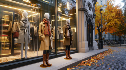 ヨーロッパの秋冬ファッションショーウィンドウ