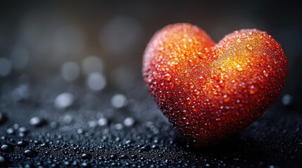 Fototapeta premium Red heart symbol on dark backdrop, conveying love and simplicity in a minimalist design.