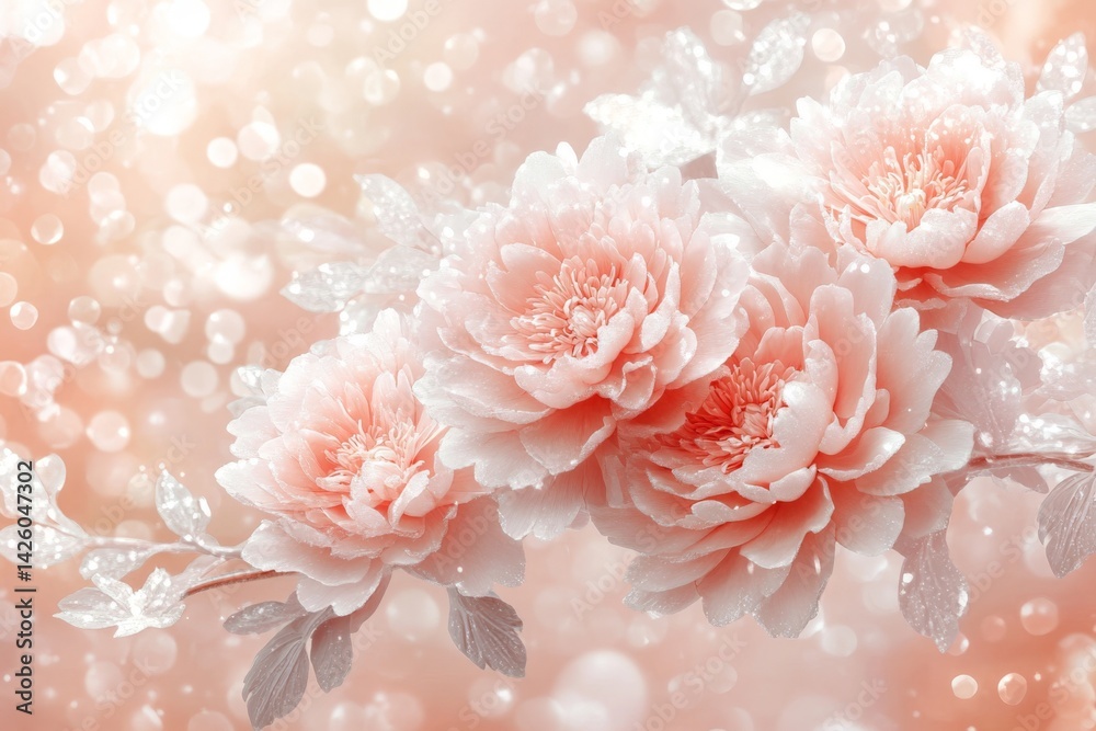 Poster elegant pink peonies with sparkling background create a dreamy atmosphere in this beautiful floral a