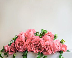 Bouquet of red roses on the table