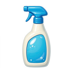 Glossy cartoon chemical spray bottle on white background, cleanliness