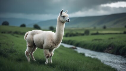 Naklejka premium A Bolivian llama near the border in Bolivia