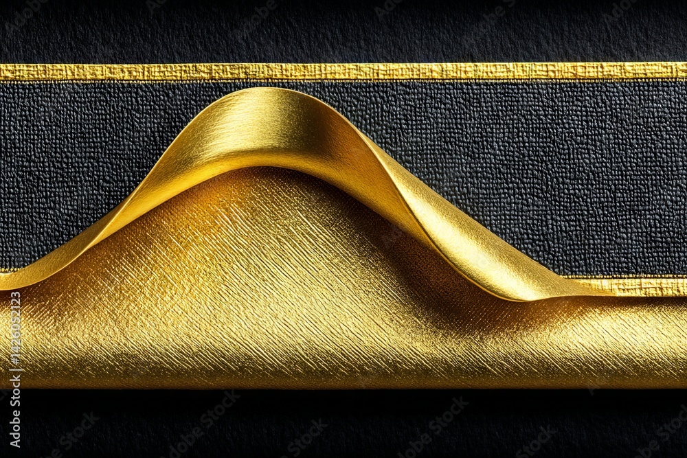 Leinwandbilder elegant gold wave on textured black background creating a striking visual contrast in modern design