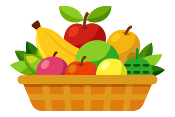 Tropical Fruit Basket with Apples Oranges and Bananas