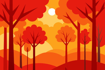 Colorful Autumn Forest with Vibrant Leaves