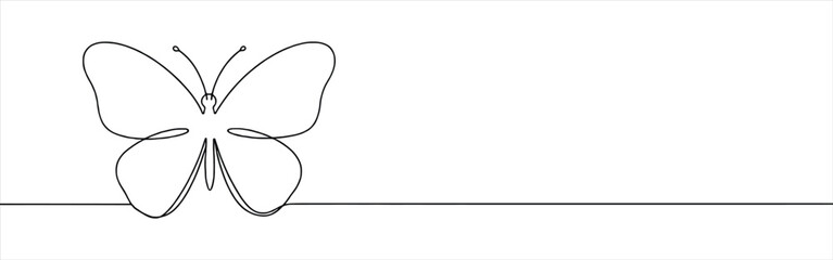 Butterfly continuous one line drawing. Flying moth. Vector illustration.