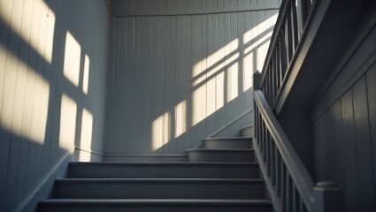 Obraz premium City apartment featuring vintage beadboard walls and sunlight