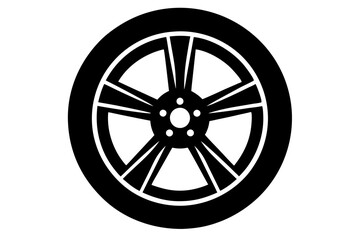 Fototapeta premium Car Wheel Icon on Clean White Background