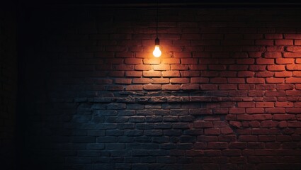 A brick wall illuminated by a light source