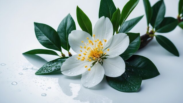 Orange blossom depicted on plain background