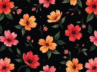 seamless pattern with pink flower, watercolor cute floral pattern, unique floral background