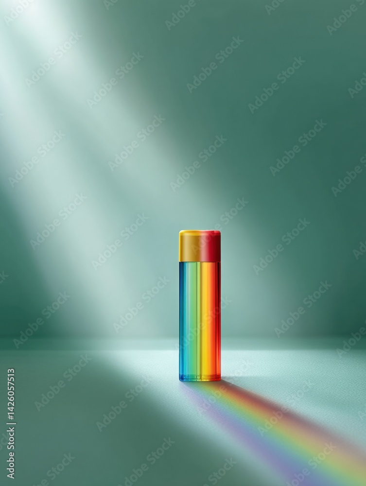 Leinwandbilder rainbow inhaler suspended on mint background with soft illumination creating a vibrant atmosphere