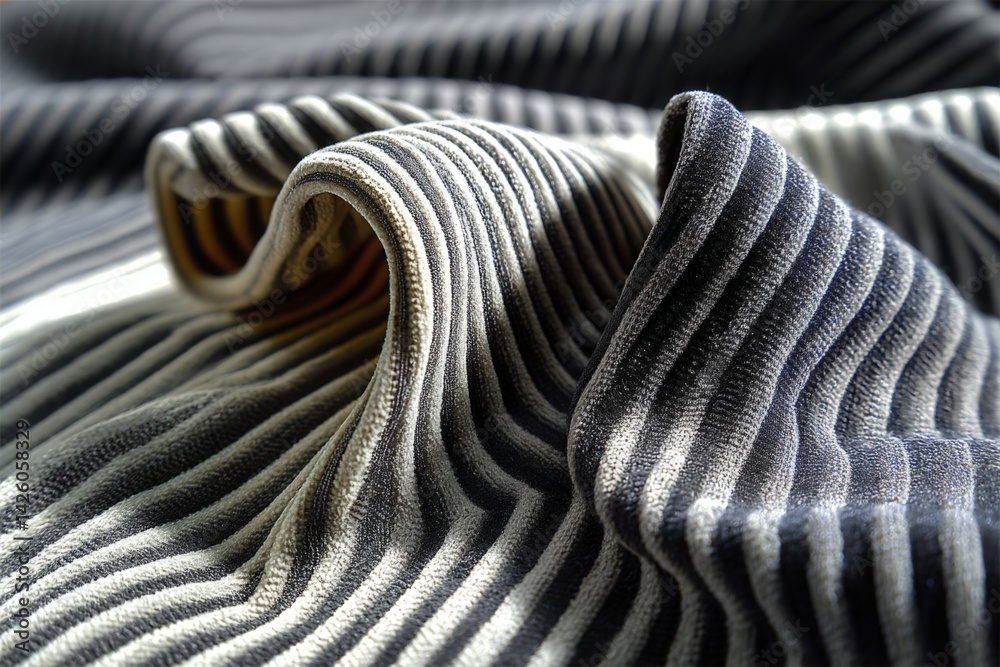 Leinwandbilder textured fabric drapes create a wave-like pattern in soft hues of gray and cream