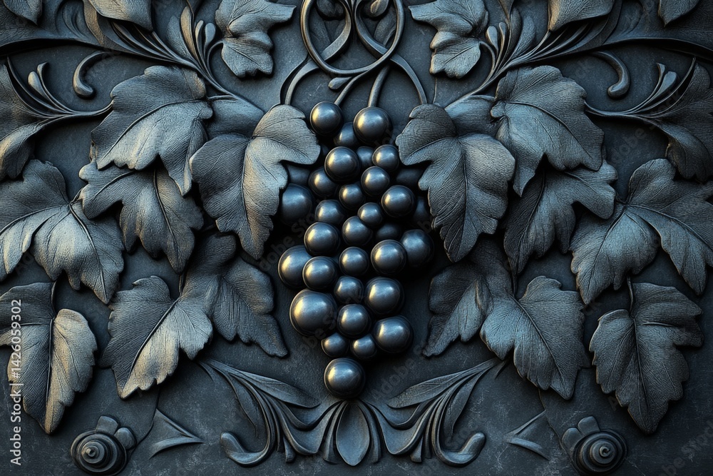 Aufkleber grapes sculpted in intricate detail against a textured backdrop showcasing nature's elegance in an a