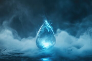 Glowing shape background with a pulling fog drop effect