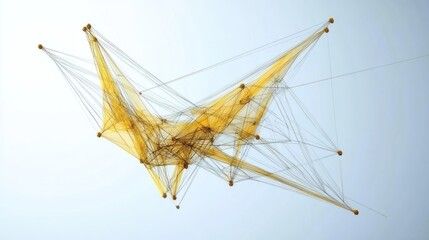 Abstract gold network structure, studio shot, light background, design element