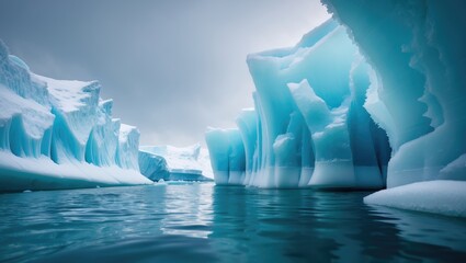 Close-up of a stunning Ice Shelf during a chilly winter day