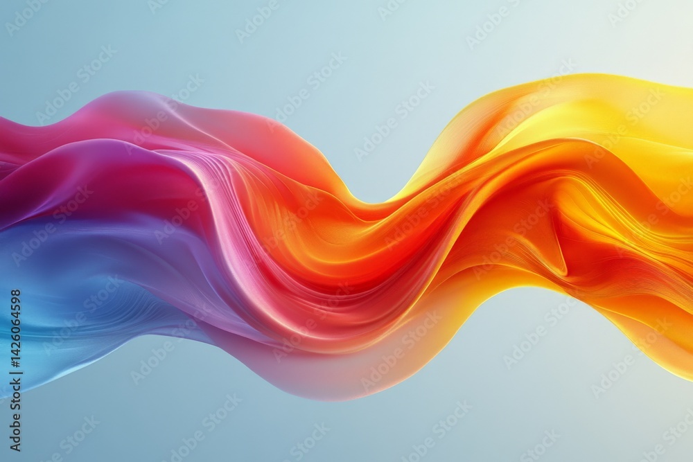 Aufkleber colorful abstract wave blending shades of orange, pink, and blue creating a smooth and dynamic visua