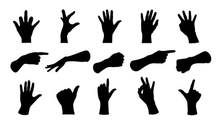 set of hand silhouette vector on white background