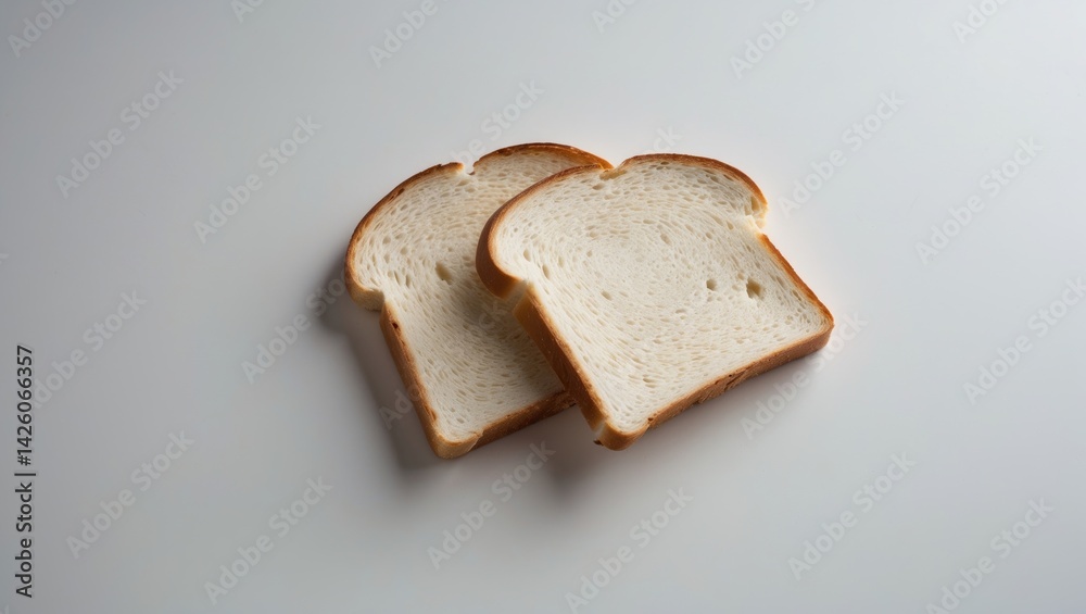 Aufkleber two slices of white bread toast viewed from the front on a plate