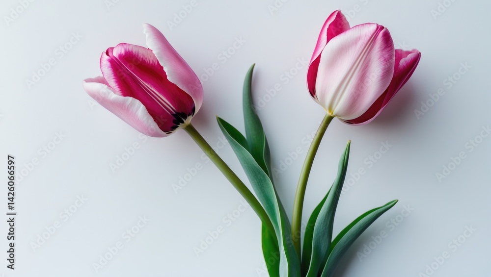 Poster isolated background with two tulip flowers