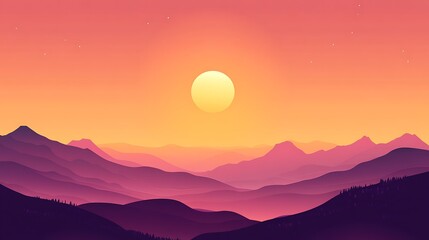 Obraz premium Sunset Mountain Range Silhouette. (1)