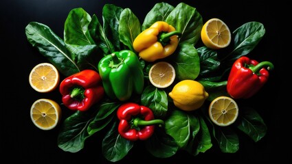 Naklejka premium A fresh green vegetable salad made with a mix of leafy greens and other green vegetables