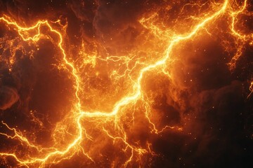 Obraz premium Dynamic display of lightning energy illuminating a dark sky during a powerful storm